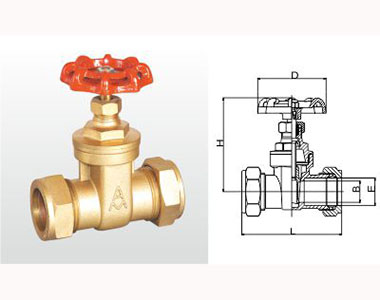 埃美柯黃銅卡套閘閥結構圖 埃美柯黃銅卡套閘閥結構圖