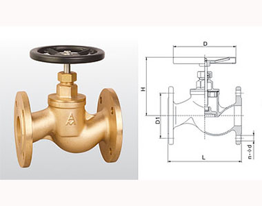 埃美柯黃銅法蘭截止閥結構圖 埃美柯黃銅法蘭截止閥結構圖