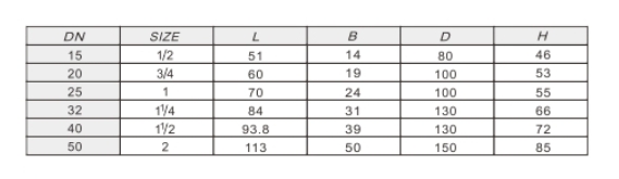 埃美柯黃銅球閥（足通孔）298鏈接尺寸